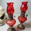 Gothic Decor, Red Vintage oil Lamps, Gothic Lighting