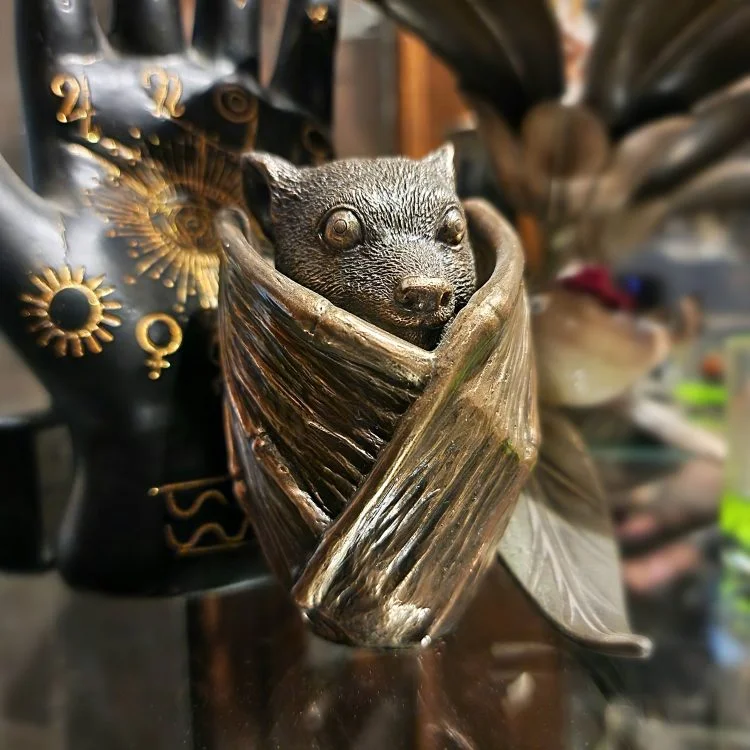 Bronze Bat Trinket Cup, Gothic Home Decor