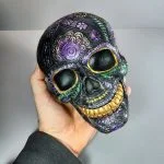 Black Day of the Dead Skull, Gothic Home Decor, Day of the Dead Decor