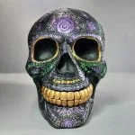 Black Day of the Dead Skull, Gothic Home Decor, Day of the Dead Decor