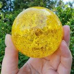 Yellow Crackle Crystal Ball, Citrine Crystal Ball, Yellow Glass Ball