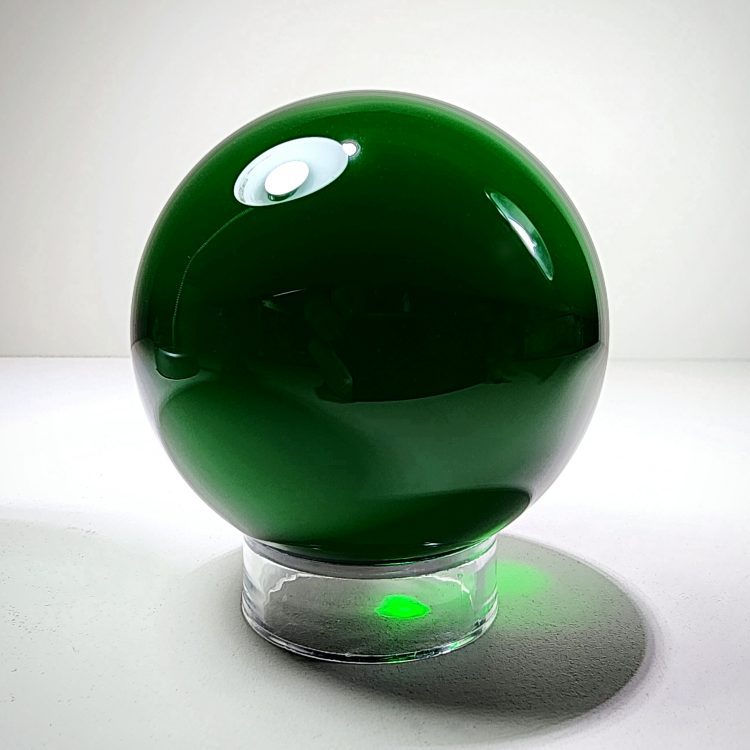 Dark Green Glass Ball, Green Crystal Ball Witch Decor, Curio