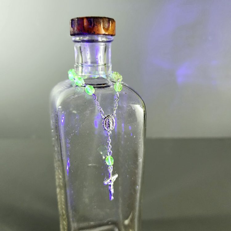 Uranium Glass Rosary, Vaseline Glass, Vintage Uranium Rosary, Oddities Curiosities, Curio