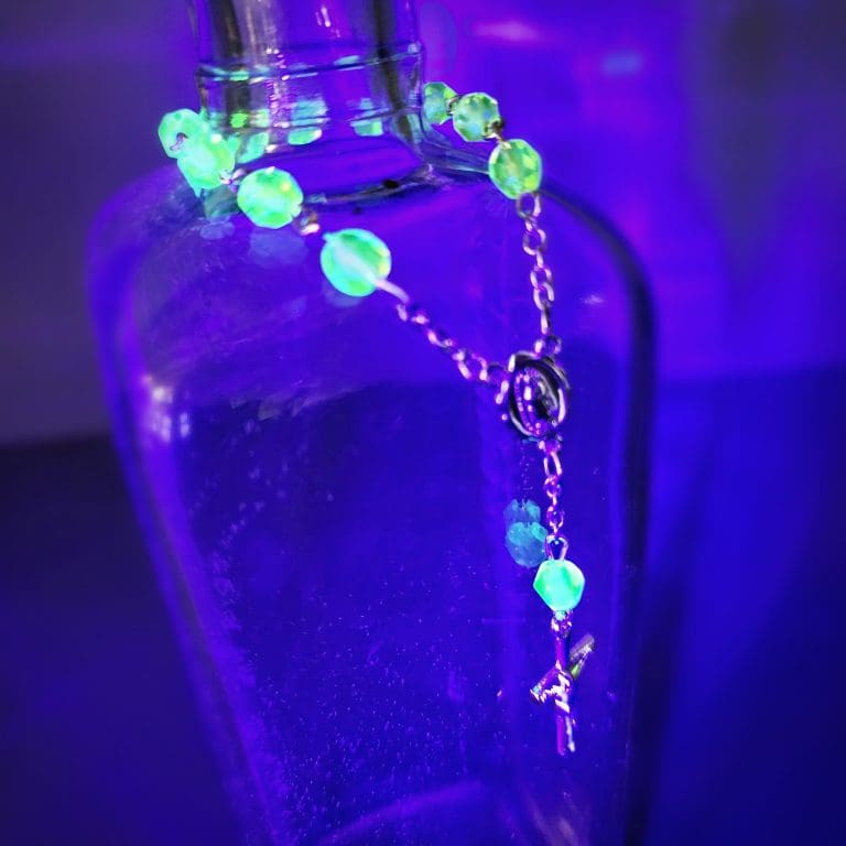 Slide 1 for Miniature Radioactive Rosary, Uranium Glass Baby Rosary, Vaseline Glass