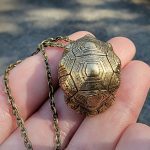 Bronze Turtle Necklace, Turtle Shell Bell Charm, Necklace Bell Charm
