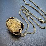 Bronze Turtle Necklace, Turtle Shell Bell Charm, Necklace Bell Charm