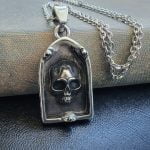 Gothic Jewelry, Skull Necklace, Gothic Gift ideas, Resin Skull Charm