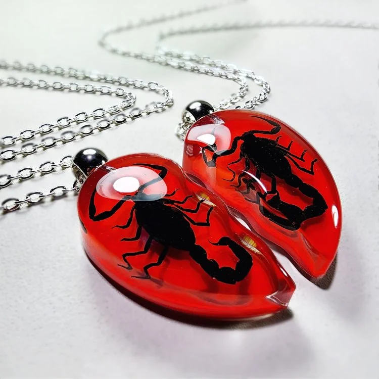 Scorpion store heart necklace