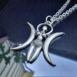 Wicca Jewelry, Witch Decor, Triple Moon Necklace, Goddess Charm