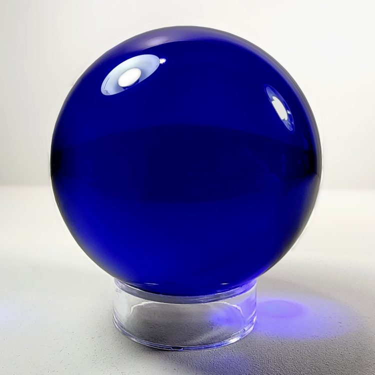 Cobalt Crystal Ball, Dark Blue Glass Ball, 80mm blue sphere.