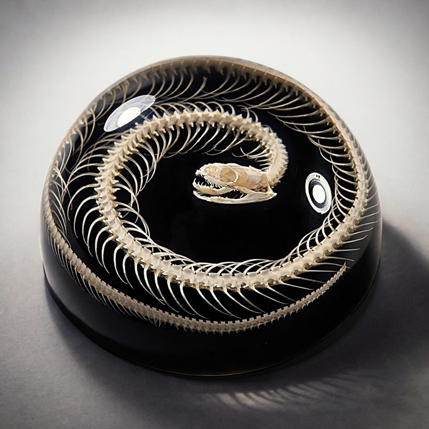 Slide 1 for Snake Skeleton in Resin, Black Dome, Enhydris chinensis