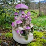 Mushroom Skull, Goblincore Decor, Skull with Purple Mushrooms