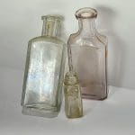 Vintage Bottle Set, Colored Antique Bottles, Apothecary Decor, Trinkets, Oddities Decor
