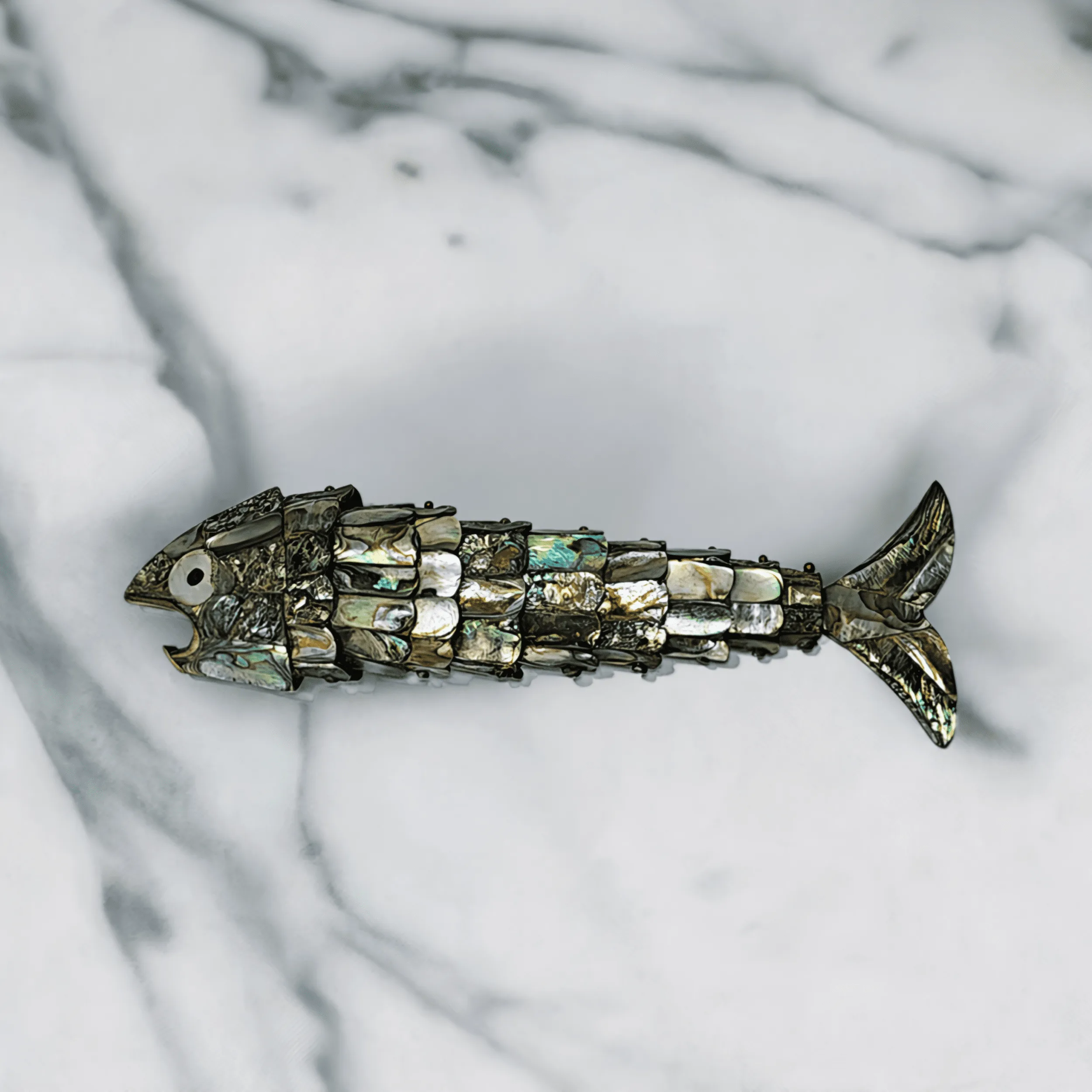Slide 6 for Vintage Abalone Shell Articulated Fish Bottle Opener