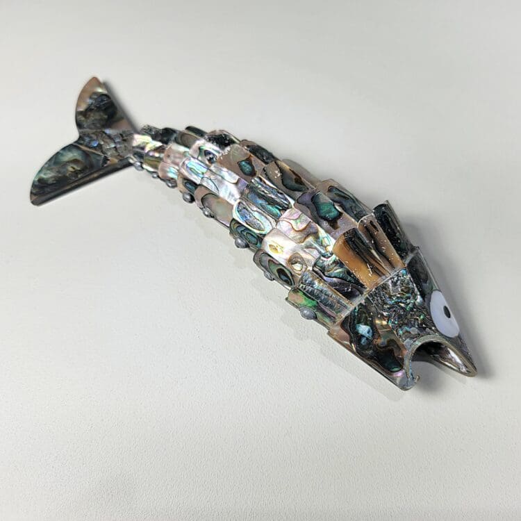 Vintage Abalone Shell Fish, Articulated Shell Fish Bottle Opener