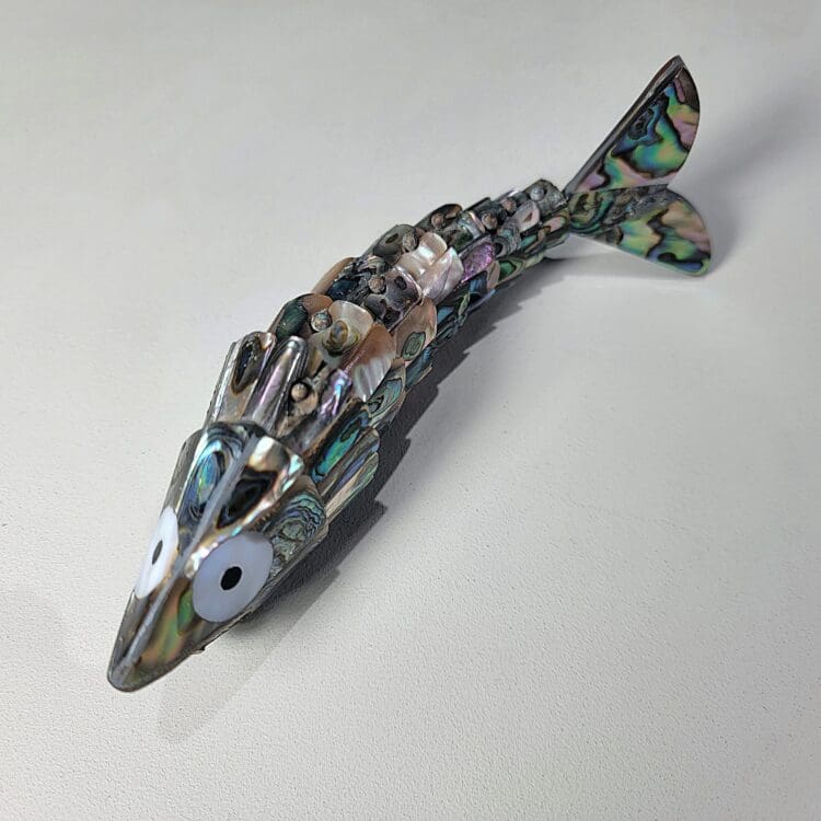 Vintage Abalone Shell Fish, Articulated Shell Fish Bottle Opener