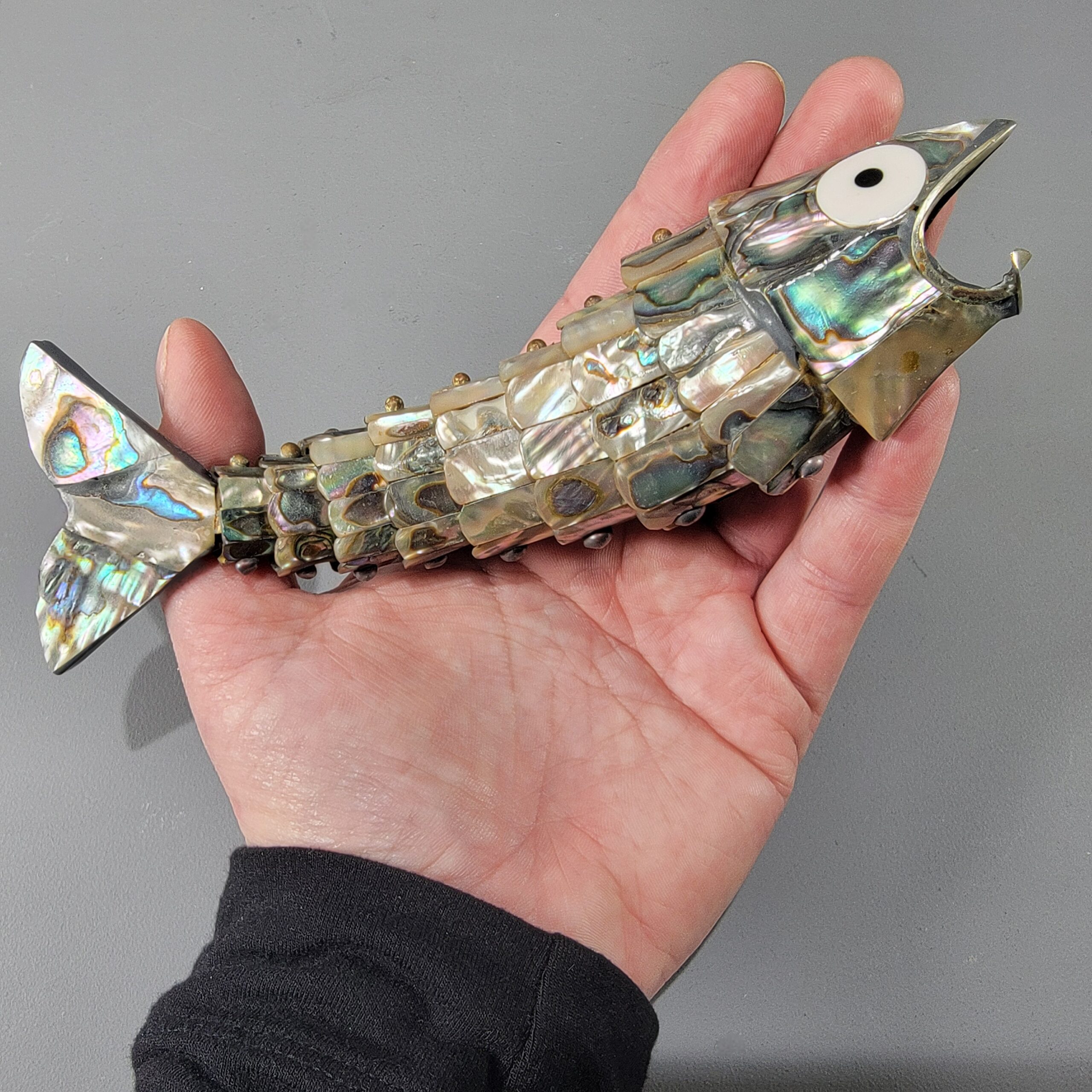 Slide 4 for Vintage Abalone Shell Articulated Fish Bottle Opener