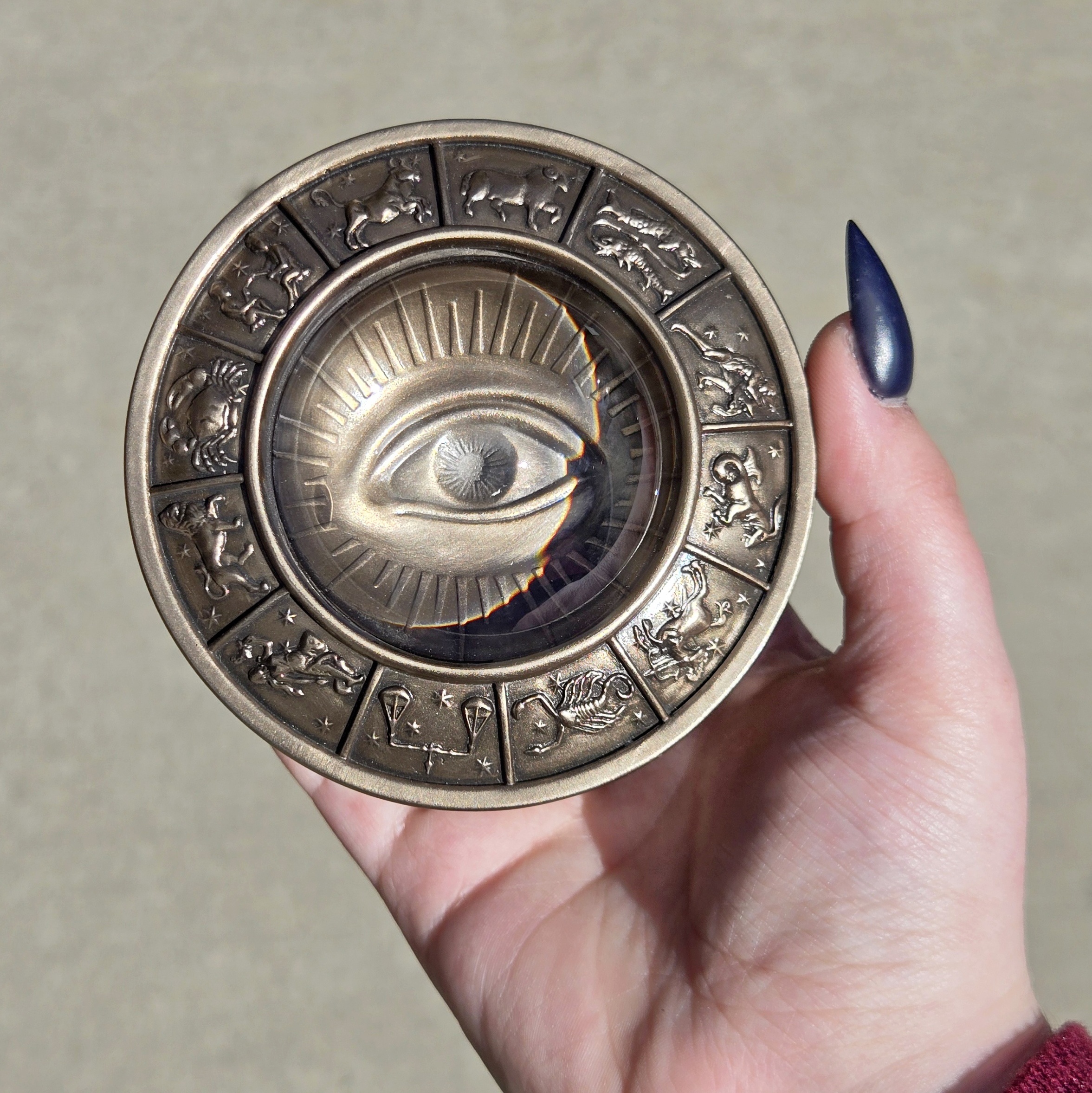 Slide 4 for Bronze Zodiac Trinket Box, All-Seeing Eye Astrology Jewelry Box