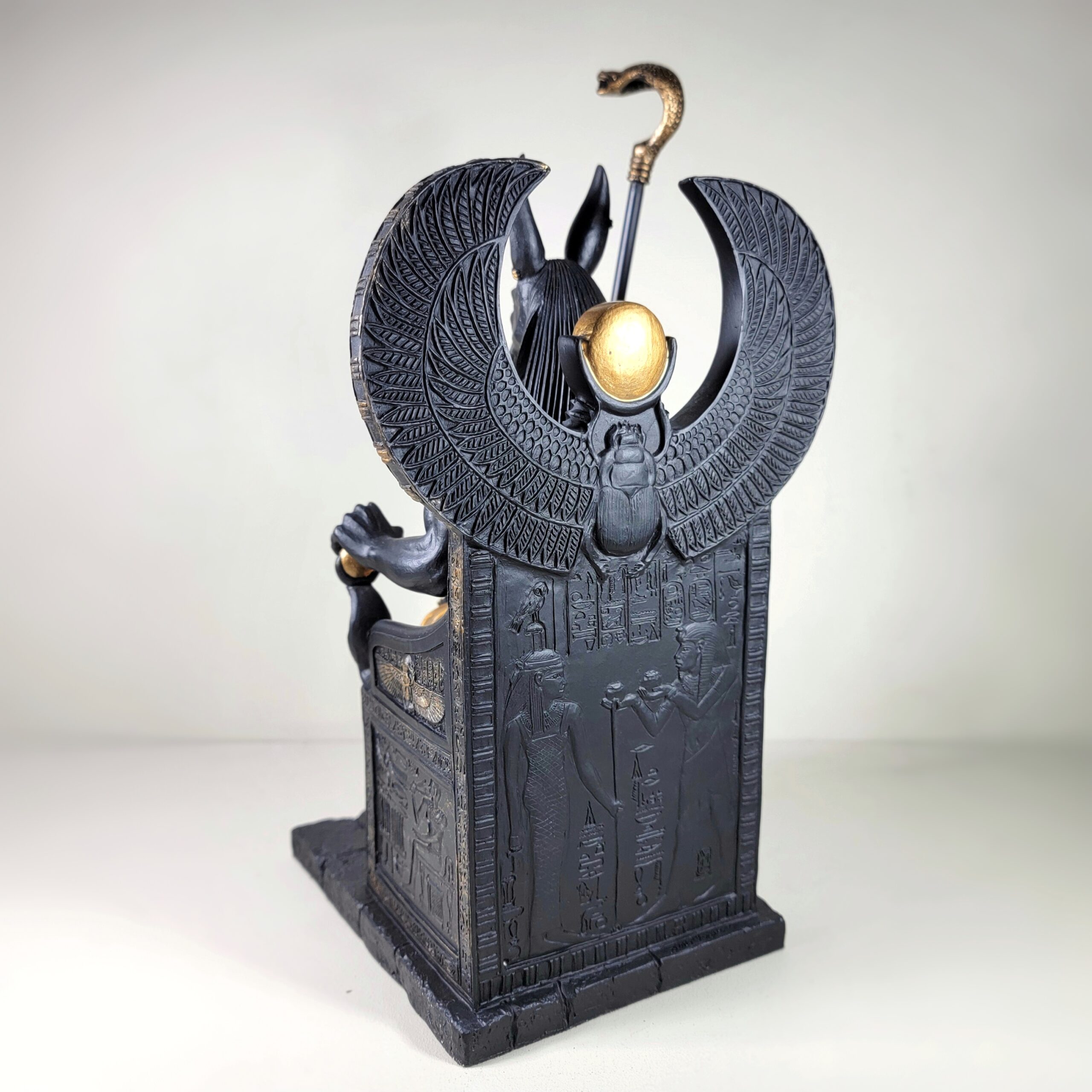 Slide 5 for Large Anubis Statue, Black and Gold Egyptian God on Throne