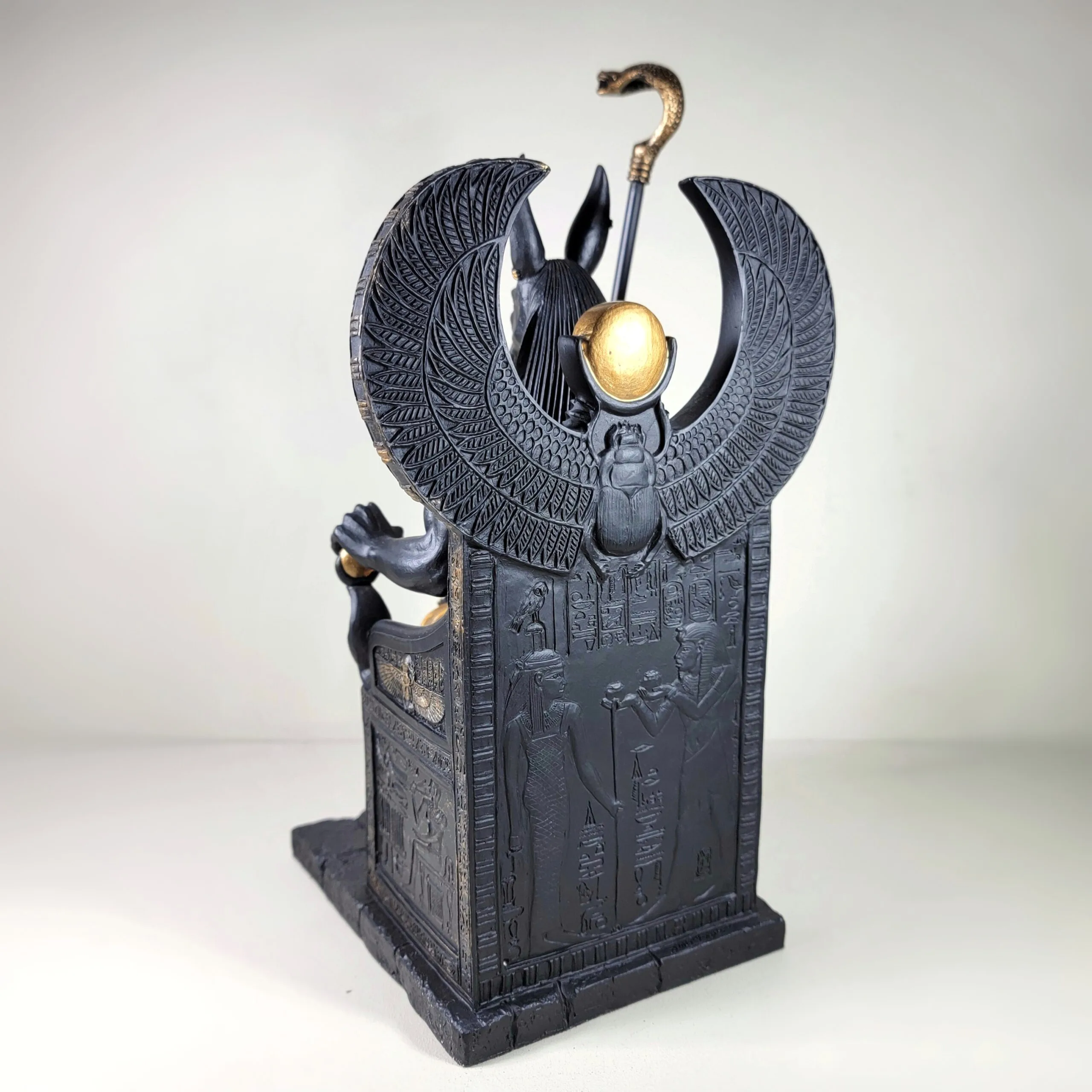Slide 5 for Large Anubis Statue, Black and Gold Egyptian God on Throne