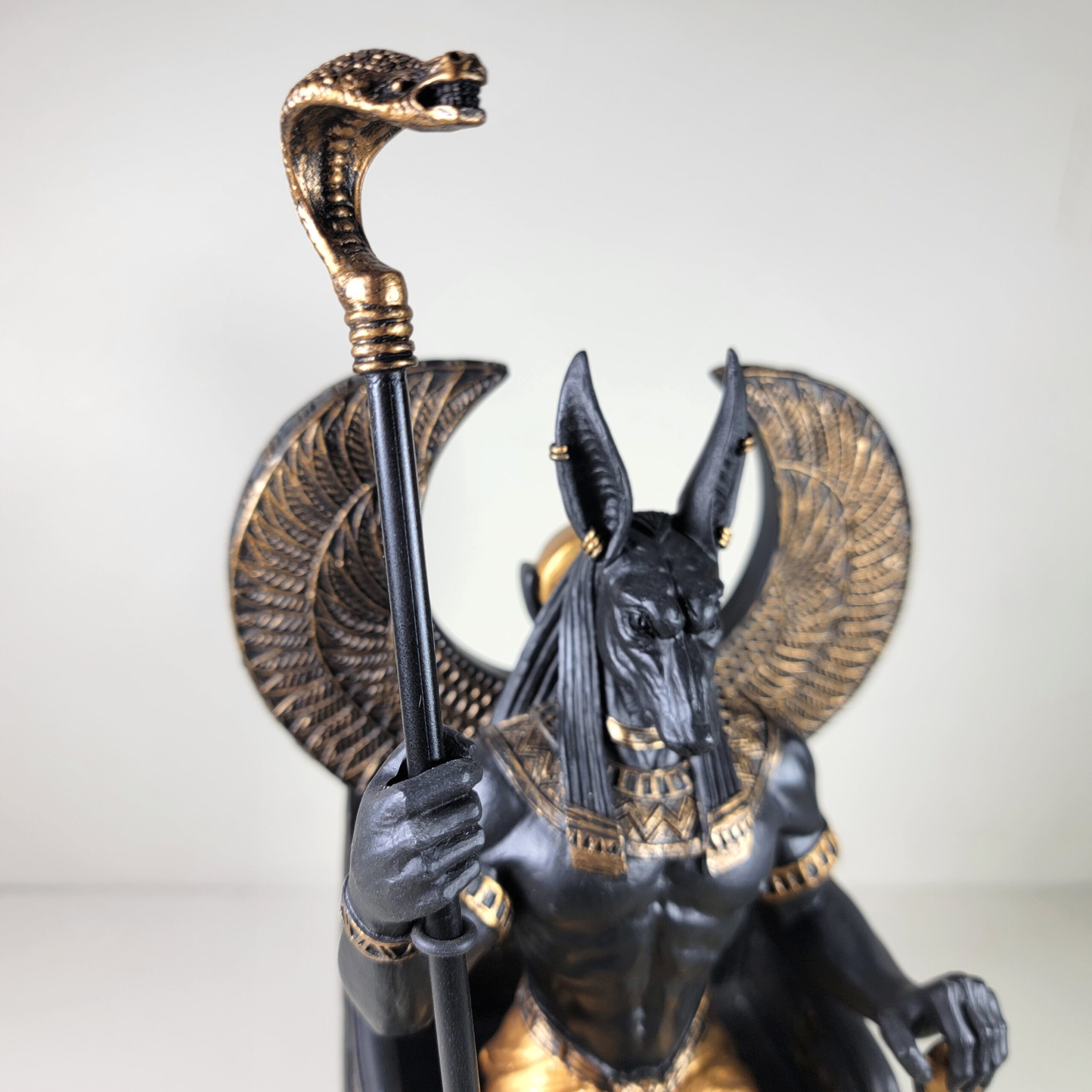 Slide 7 for Large Anubis Statue, Black and Gold Egyptian God on Throne
