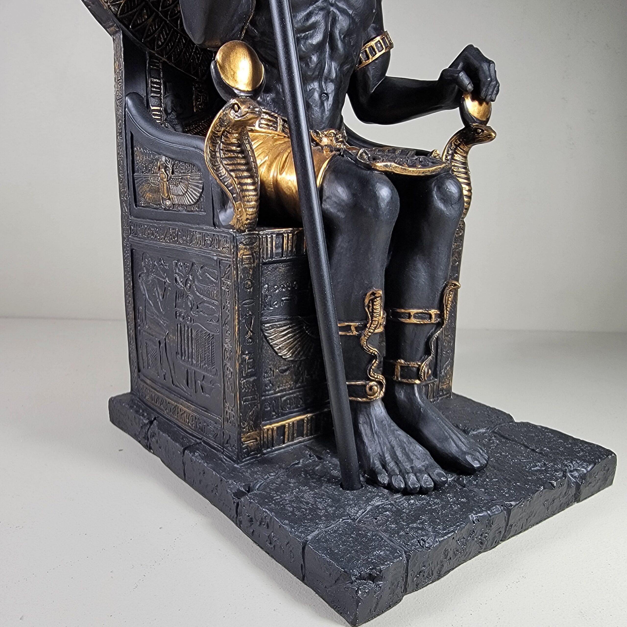 Slide 6 for Large Anubis Statue, Black and Gold Egyptian God on Throne