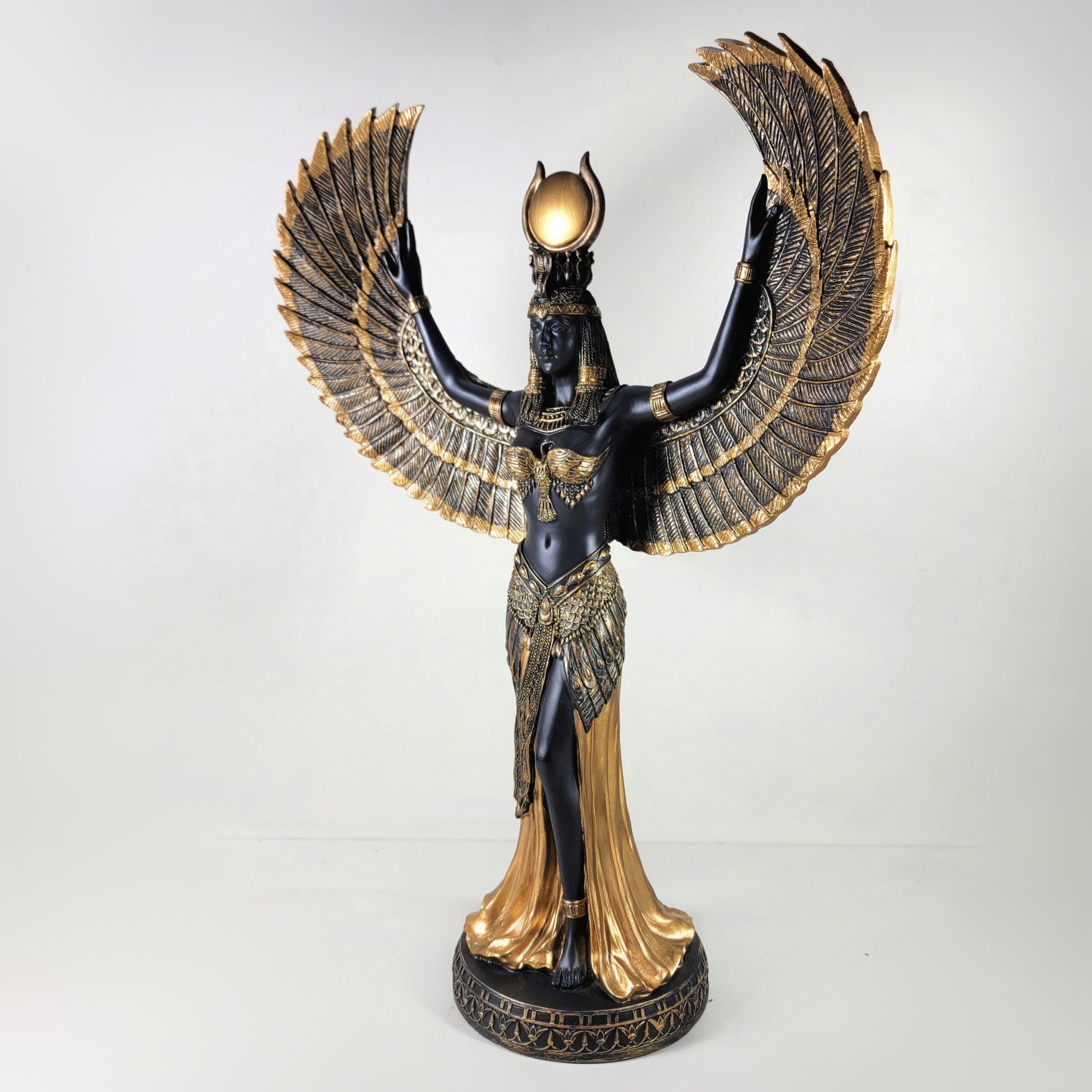 Slide 5 for Large Isis Statue, Black and Gold Egyptian Goddess