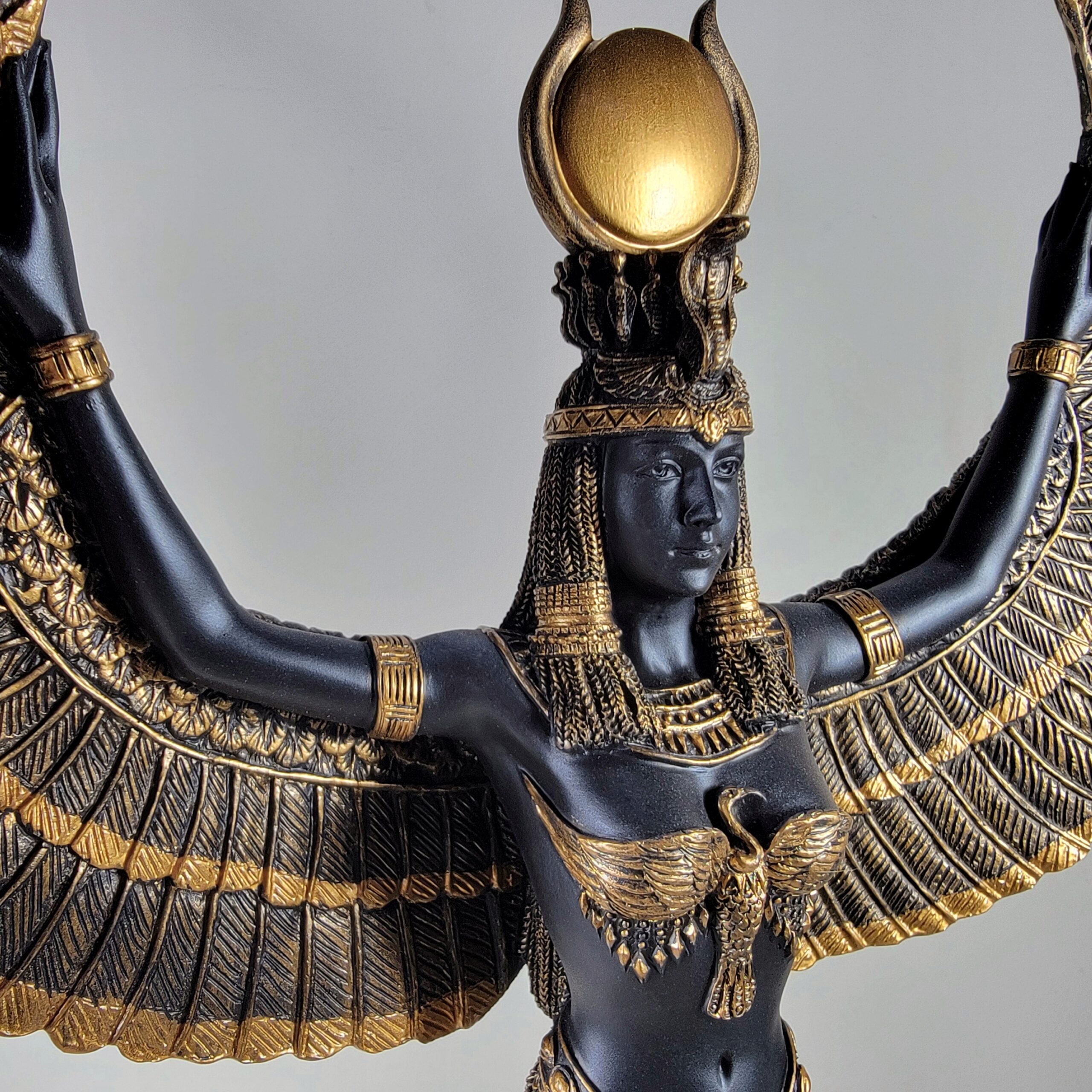 Slide 2 for Large Isis Statue, Black and Gold Egyptian Goddess