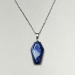 Sodalite Coffin Pendant, Gemstone Coffin Necklace, Gothic Jewelry