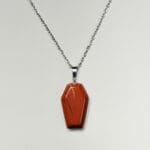 Red Jasper Coffin Pendant, Gemstone Coffin Necklace, Gothic Jewelry