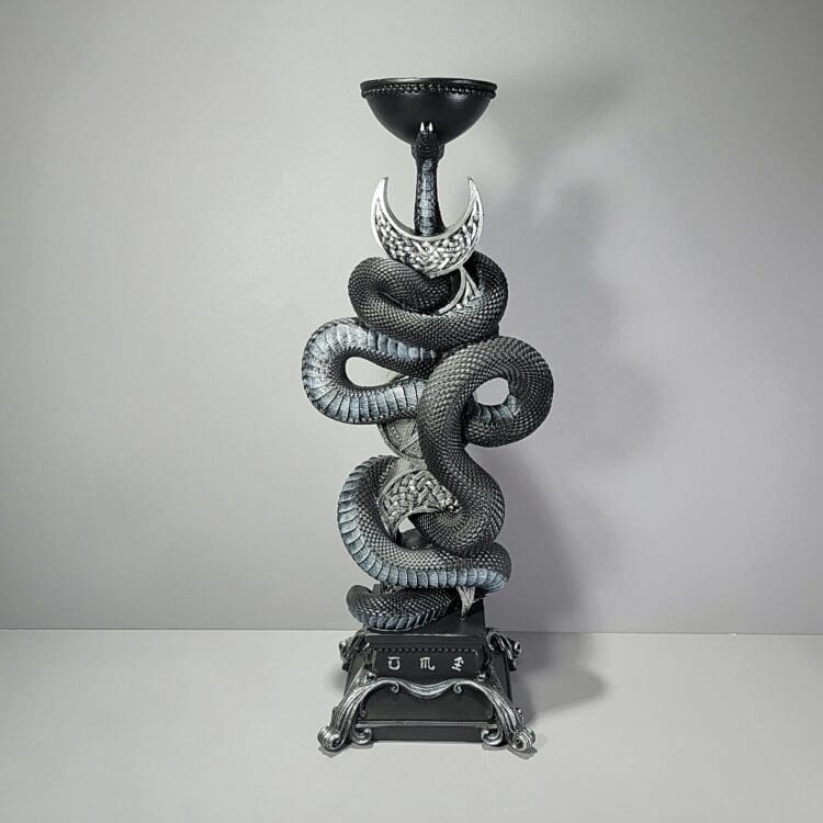 Large Triple Moon and Snake Candle holder, Snake and Pentacle Candle Holder, Large Crystal Ball Holder, Altar Candle