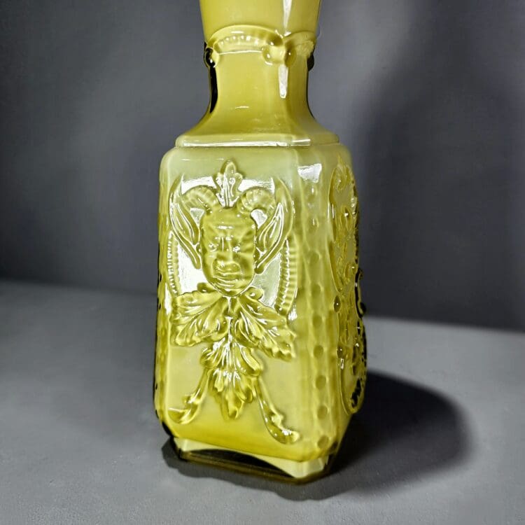 Vintage Imperial Glass Vase, Devil and Rose Glass Vase, Devil Milk Glass Vase