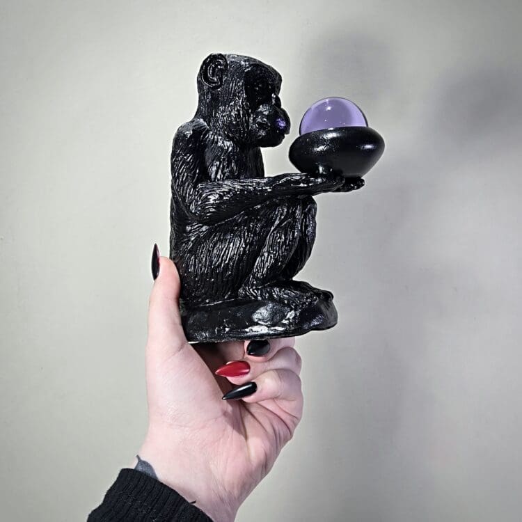 Vintage Black Monkey Holding Crystal Ball, Circa 1965 - Image 5