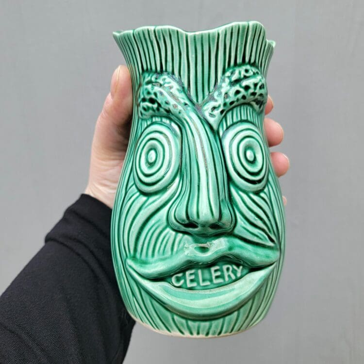 Vintage Ceramic Celery Face Vase, Weird Decor - Image 4