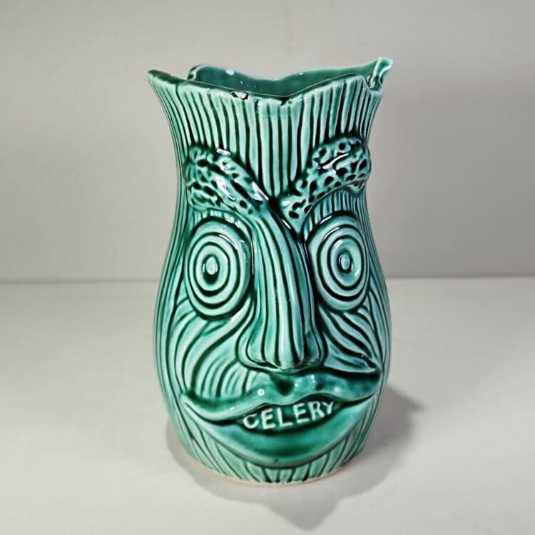 Vintage Ceramic Celery Face Vase, Weird Decor - Image 2