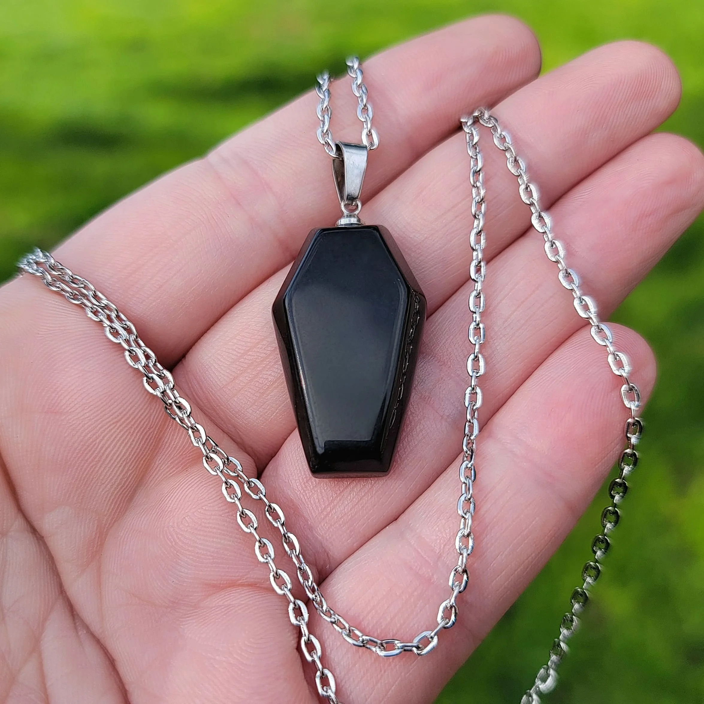 Slide 2 for Obsidian Coffin Necklace