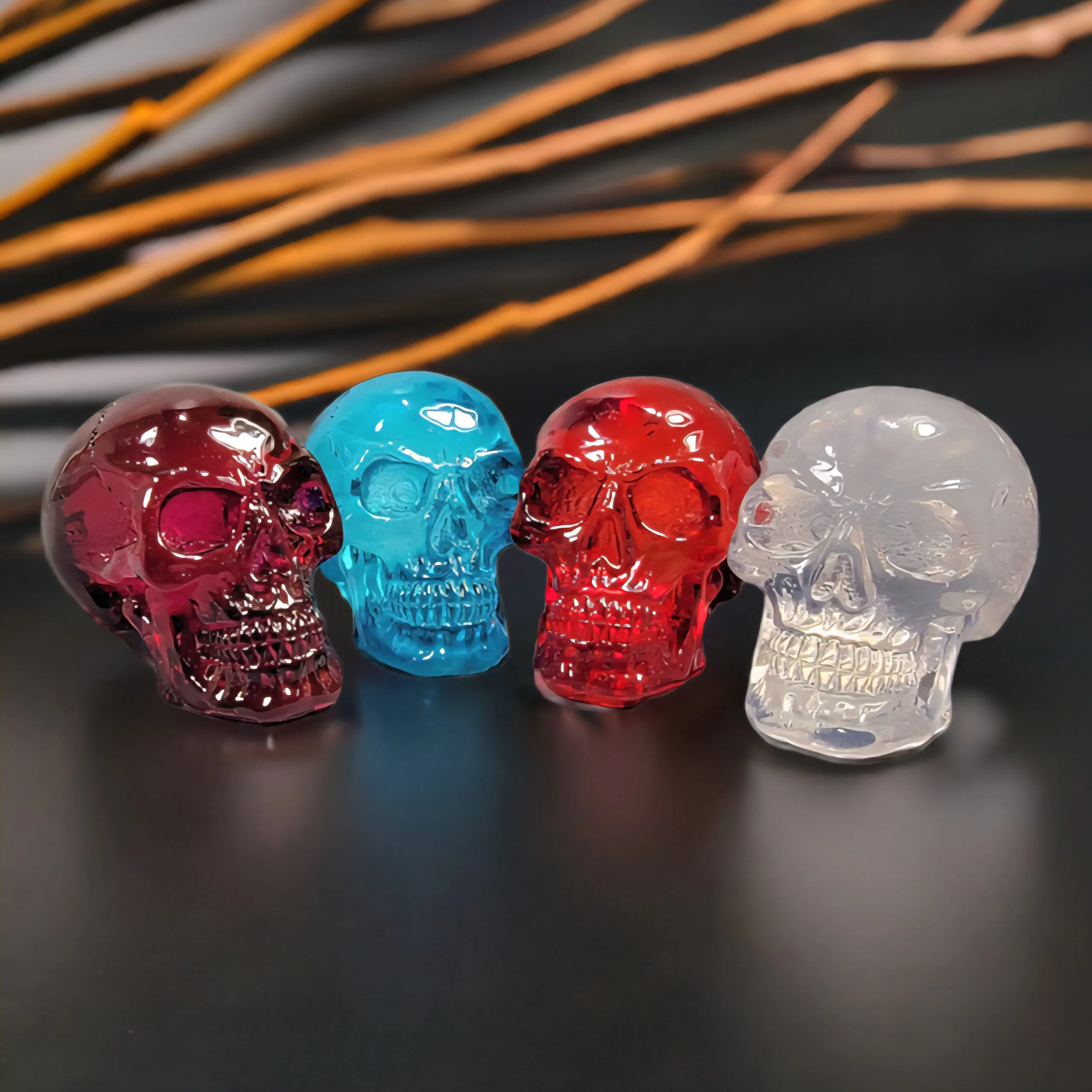 Slide 1 for X4 Mini Translucent Resin Skull Set