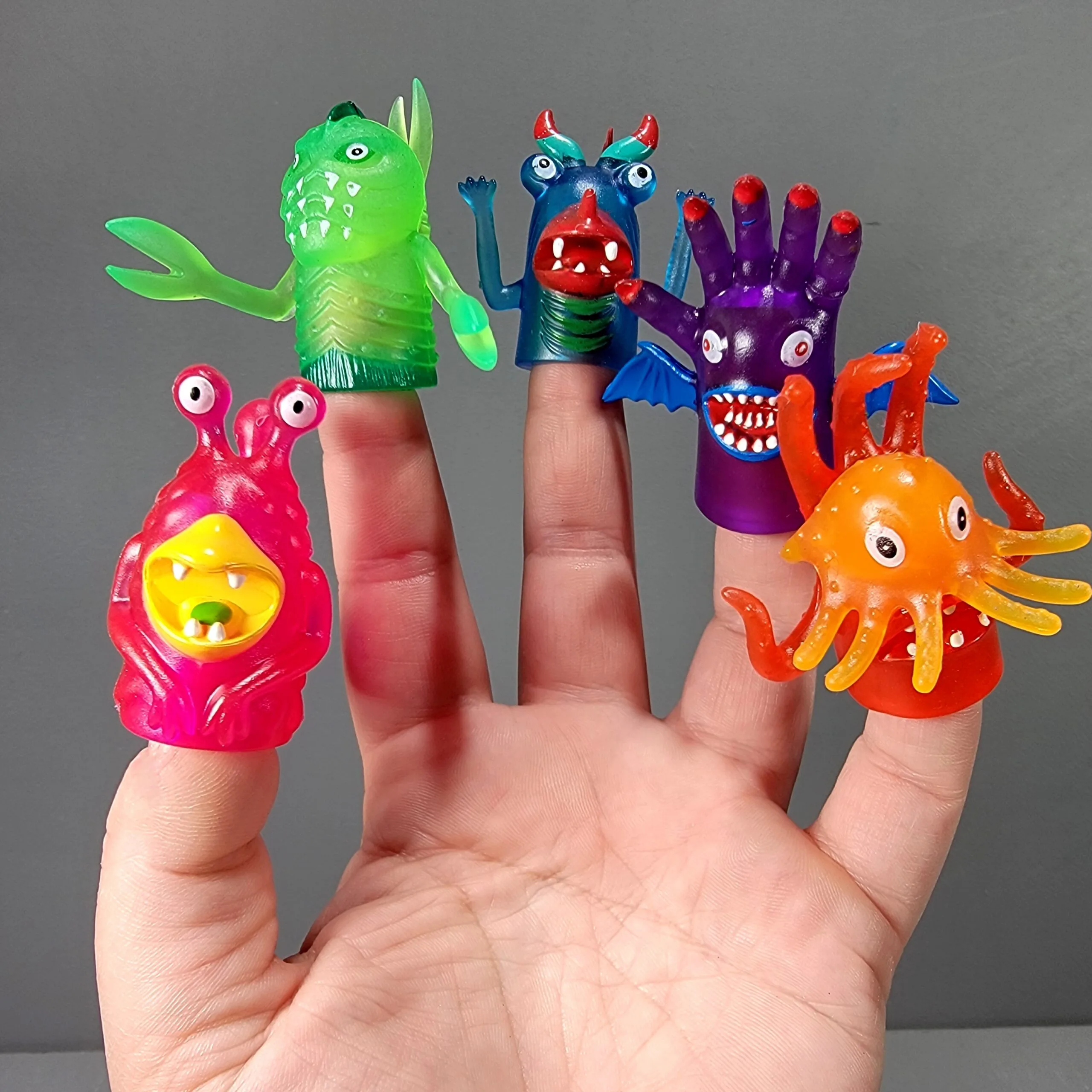 Slide 4 for X5 Finger Monsters, Finger Puppet Toy Set