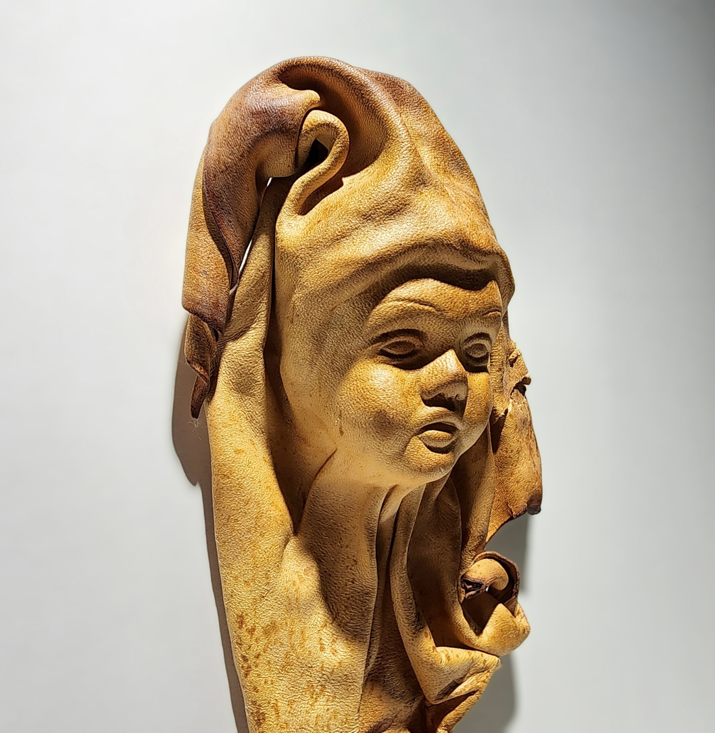 Slide 3 for Vintage Handmade Leather Face, Unique Art Piece