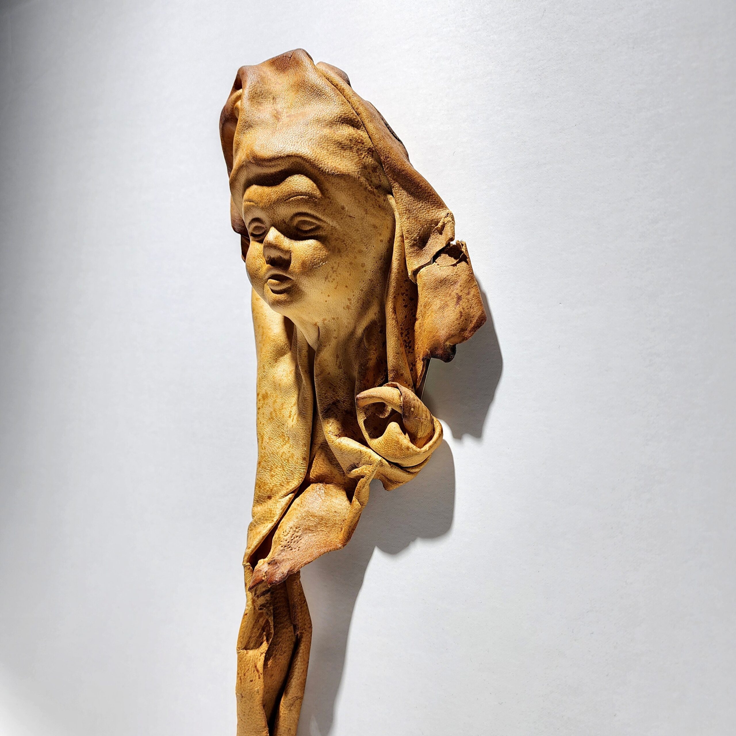 Slide 4 for Vintage Handmade Leather Face, Unique Art Piece