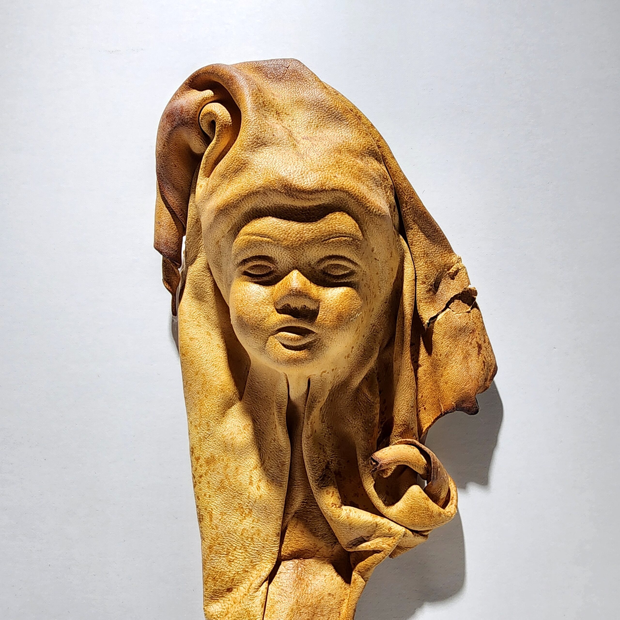 Slide 2 for Vintage Handmade Leather Face, Unique Art Piece