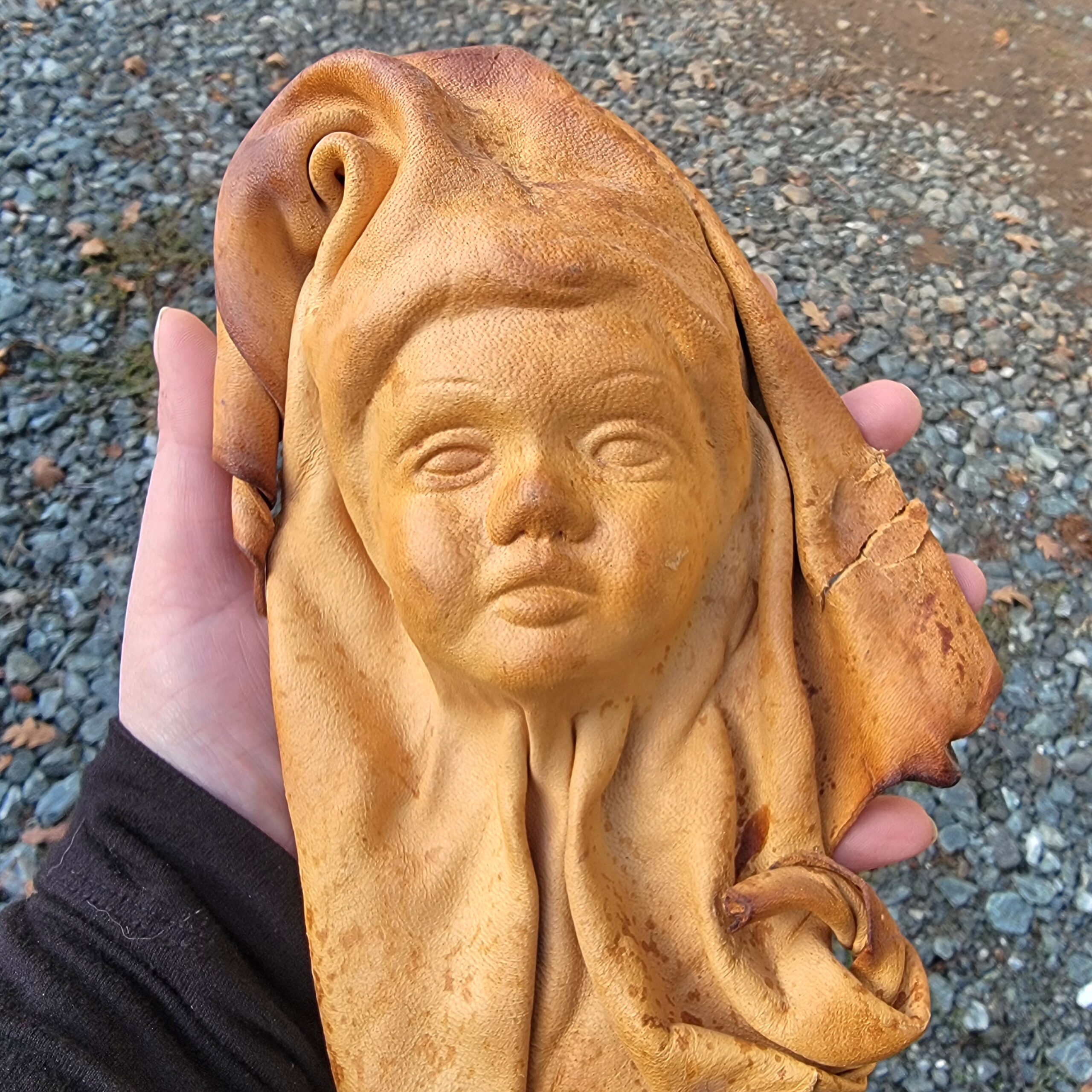 Slide 5 for Vintage Handmade Leather Face, Unique Art Piece