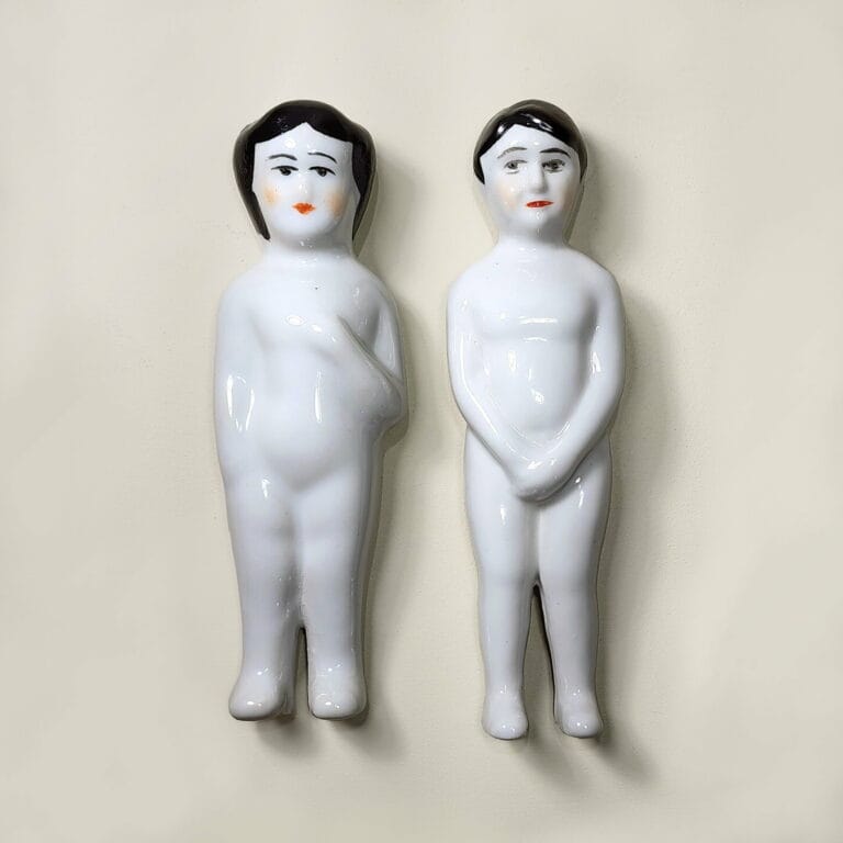 Slide 1 for Porcelain Dolls, Boy and Girl Vintage Style Ceramic Dolls