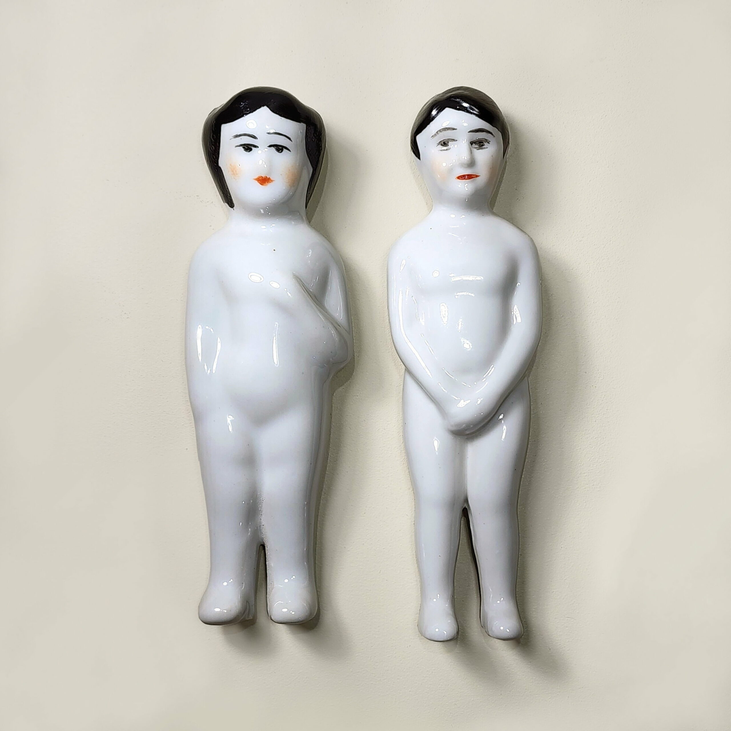 Slide 1 for Porcelain Dolls, Boy and Girl Vintage Style Ceramic Dolls