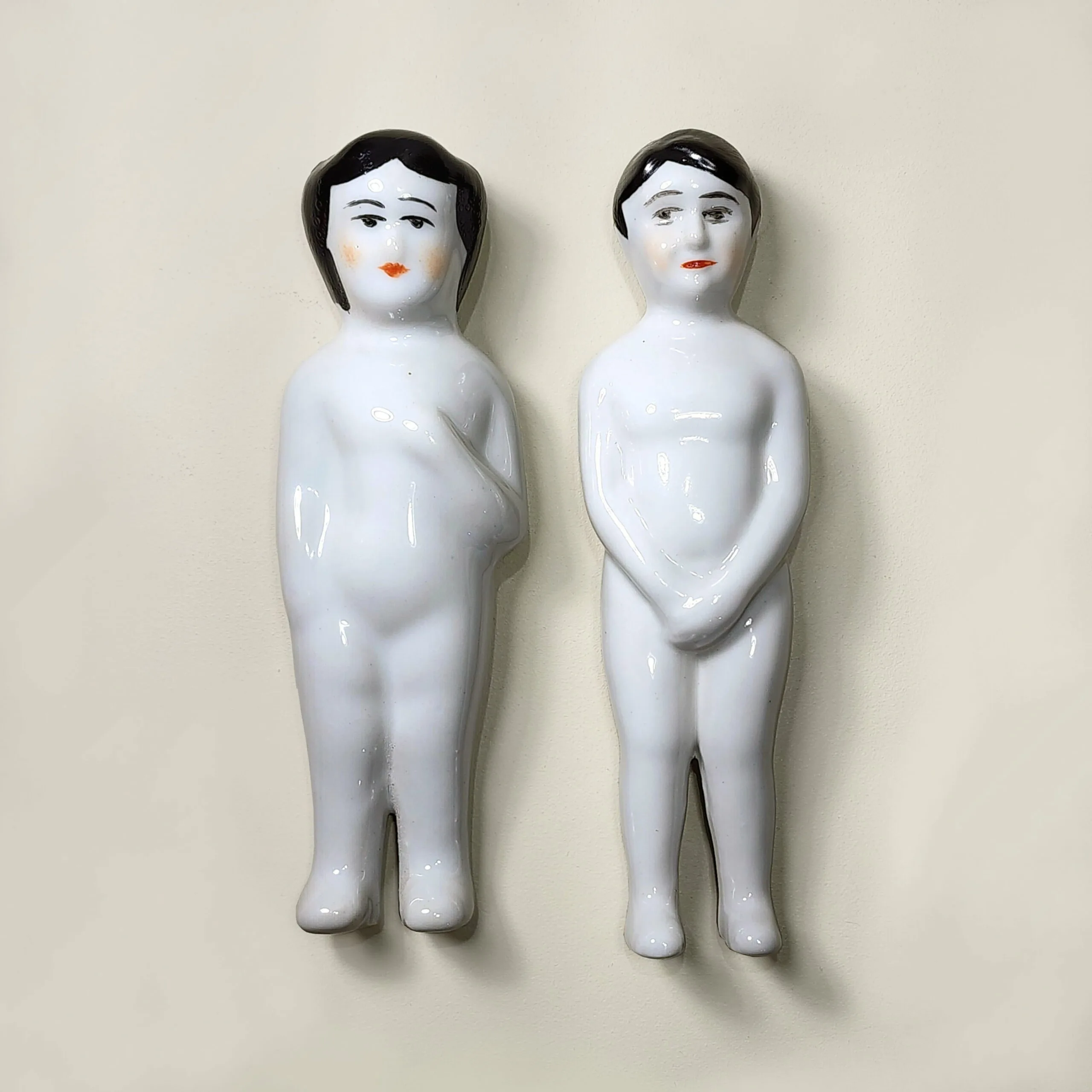 Slide 1 for Porcelain Dolls, Boy and Girl Vintage Style Ceramic Dolls