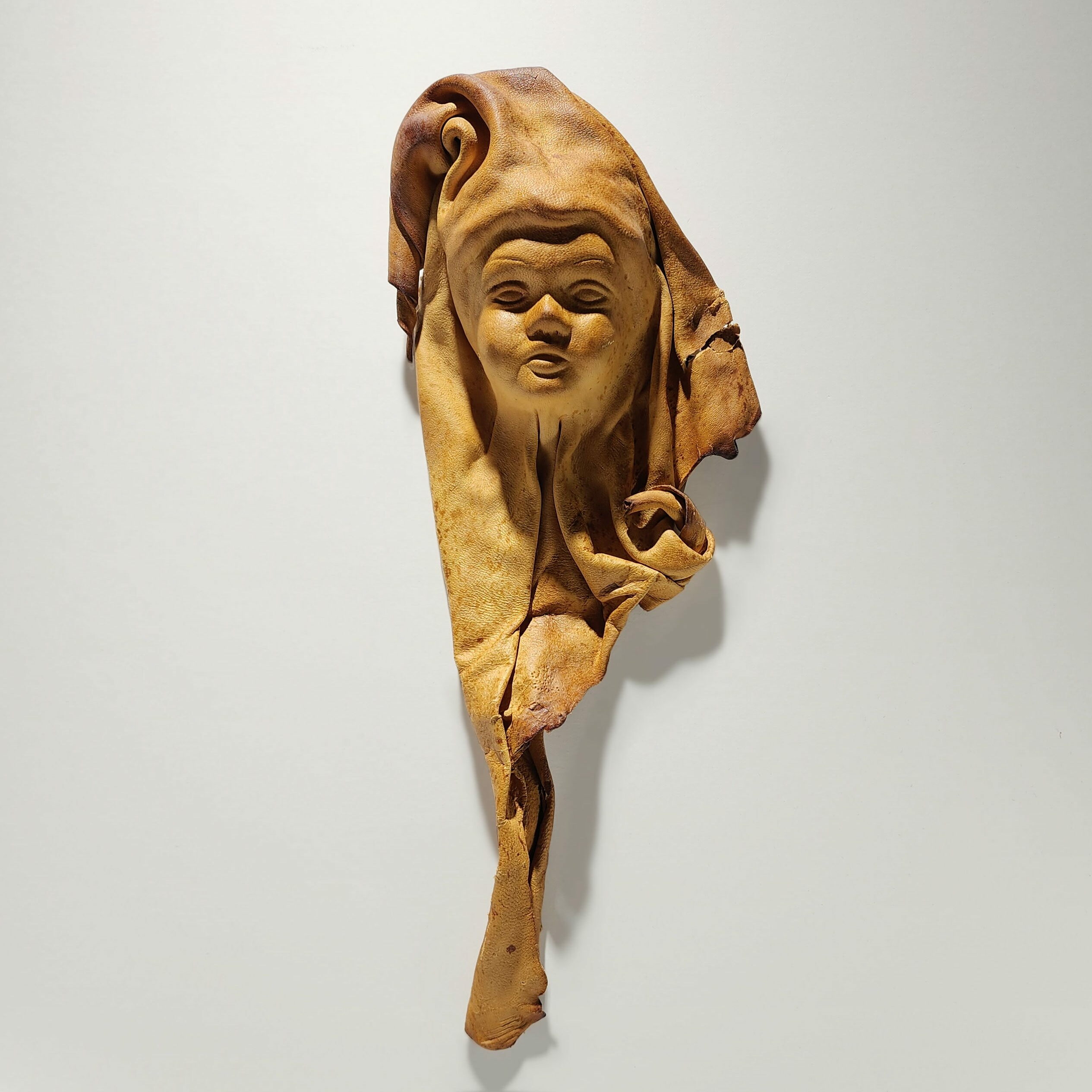 Slide 1 for Vintage Handmade Leather Face, Unique Art Piece