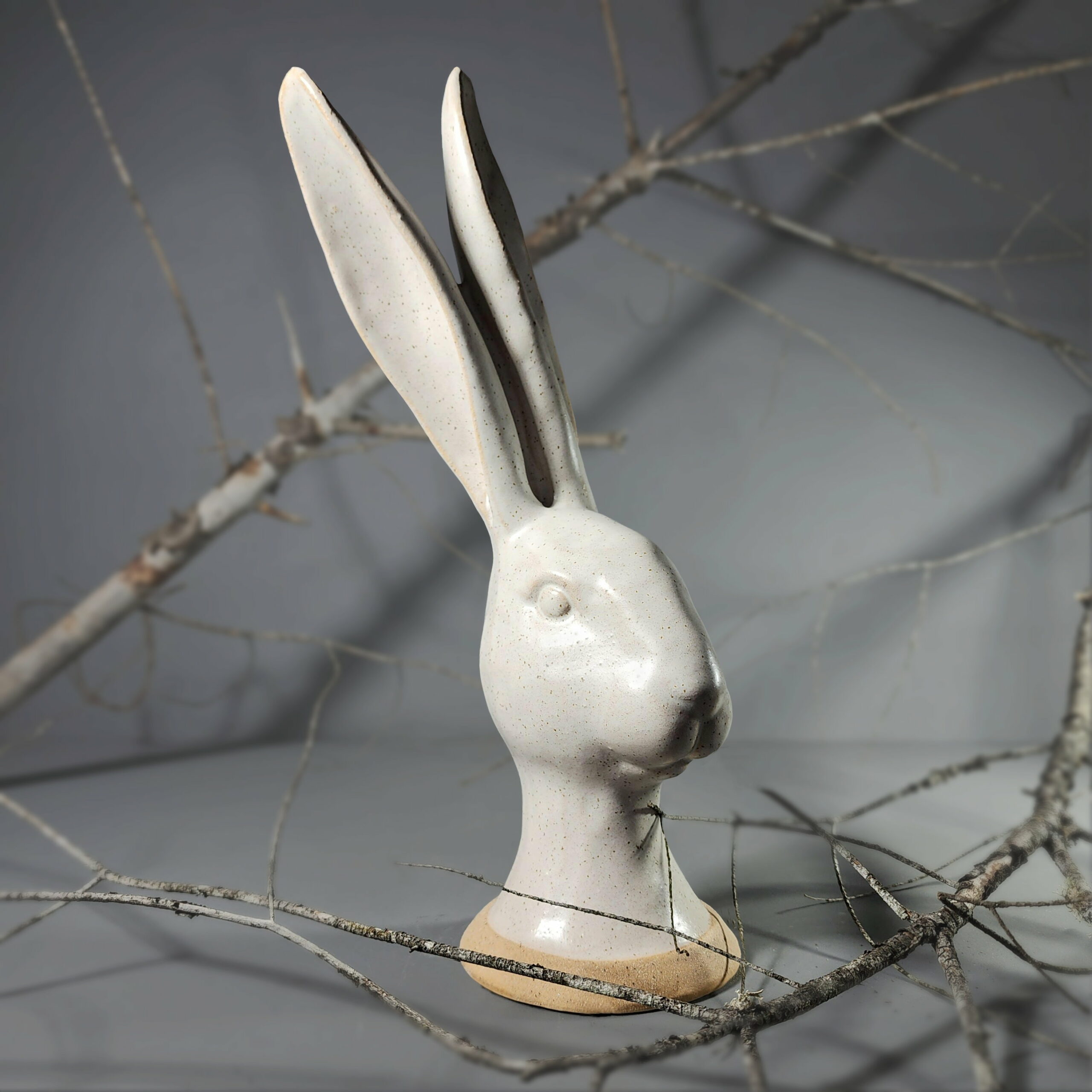 Slide 1 for Tall Ceramic Rabbit Head