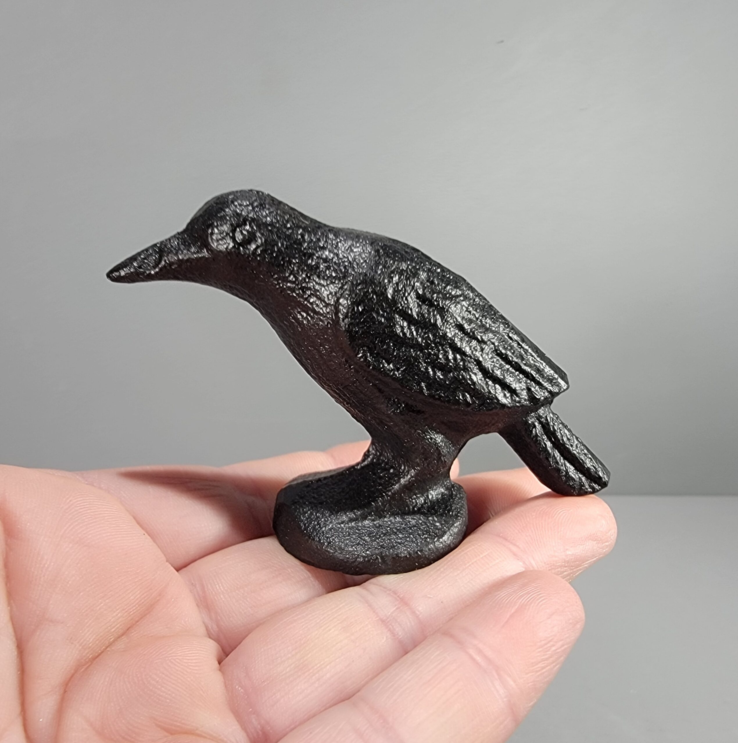 Slide 2 for Cast Iron Black Raven Figurine, 2.25 Inch