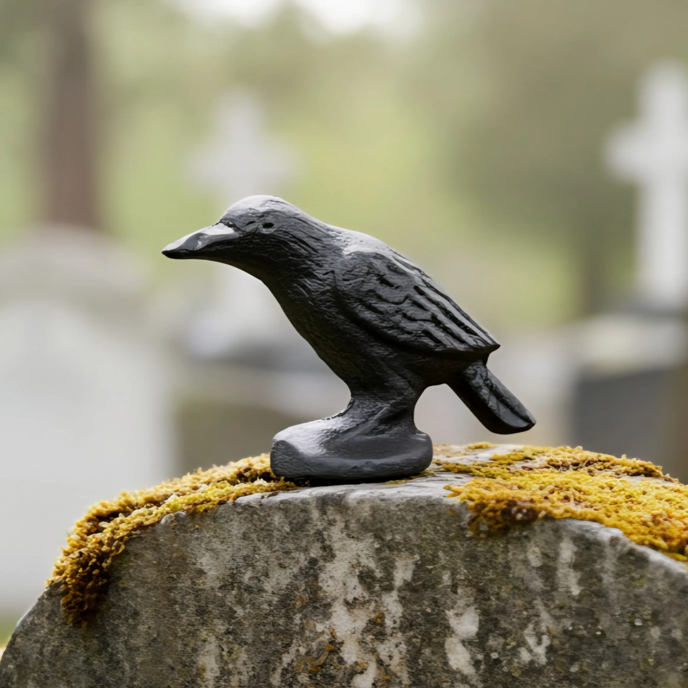 Slide 1 for Cast Iron Black Raven Figurine, 2.25 Inch