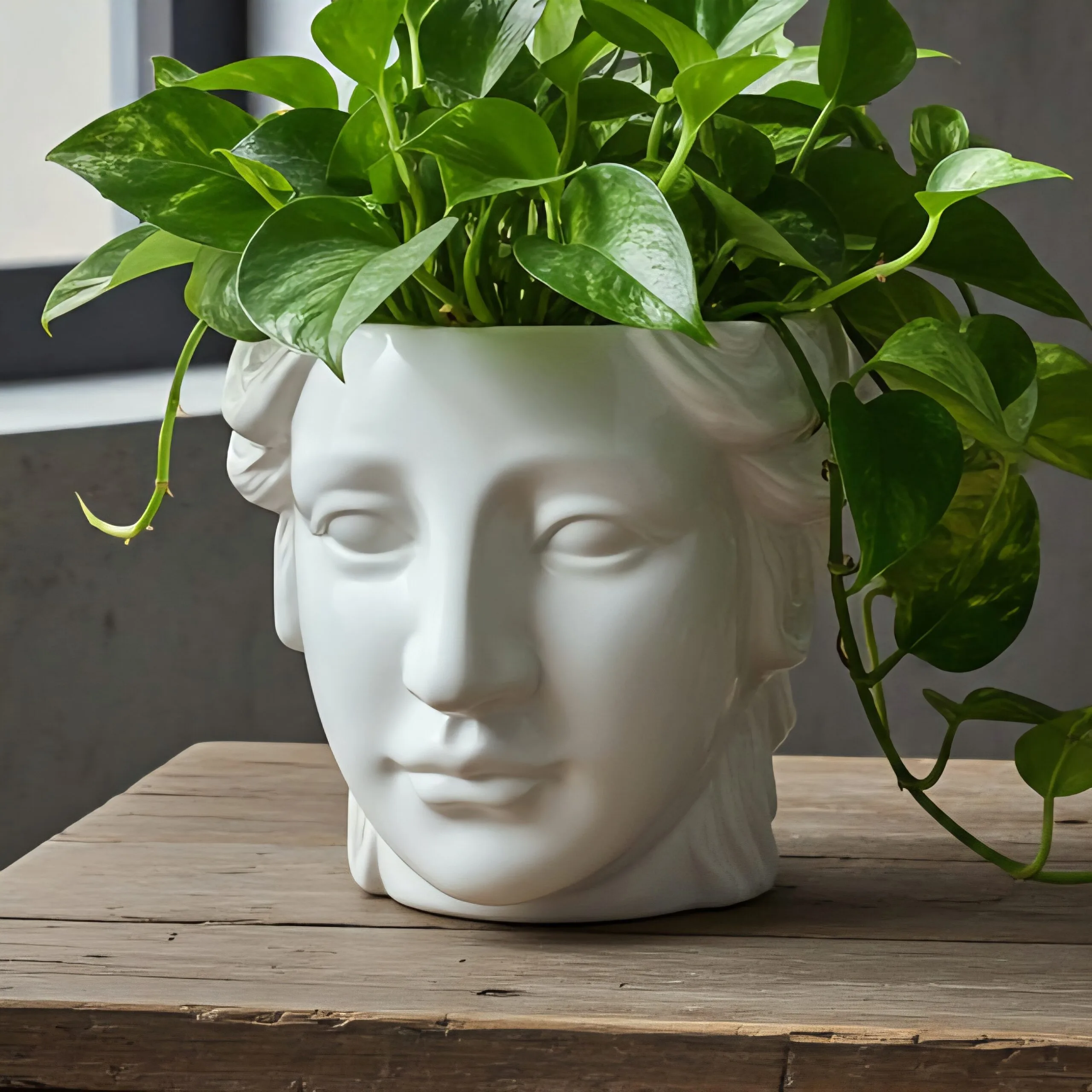 Slide 1 for White Ceramic Female Face Planter